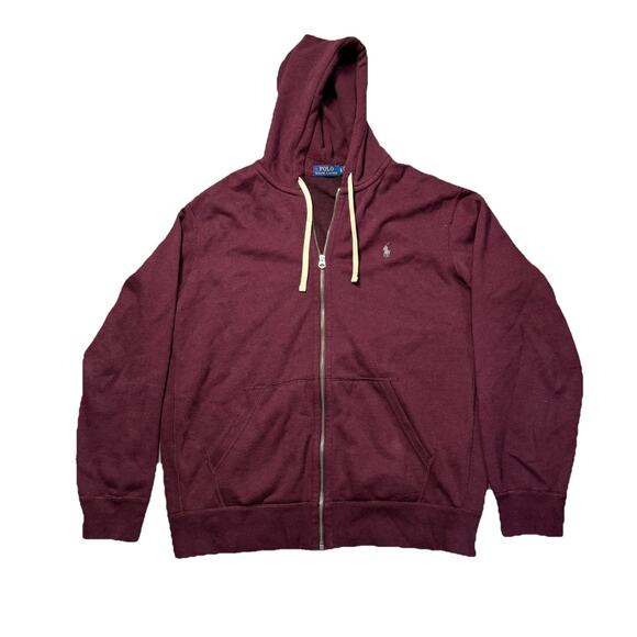 Polo Ralph Lauren Y2K Full Zip Hoodie Men’s XL Burgundy Embroidered Logo - Picture 4 of 4